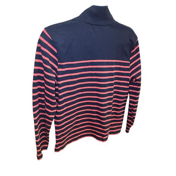 J.Crew Women Small Nautical Striped Button Shoulder Turtleneck Top Navy Pink - Picture 8 of 14